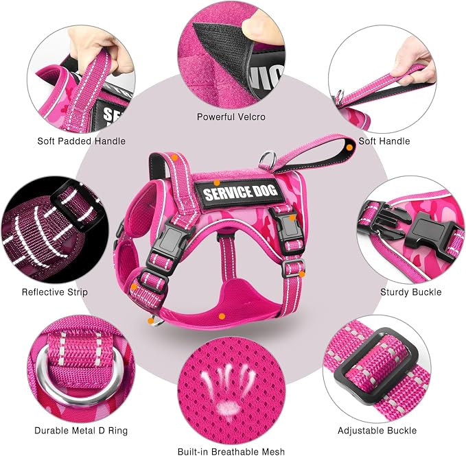 Tactical Dog Harness, No Pull Dog Harness for Medium Large Dogs with Handle & Molle, Military Service Dog Vest Harness in Training Pet Harness for Small Dogs - Image 3