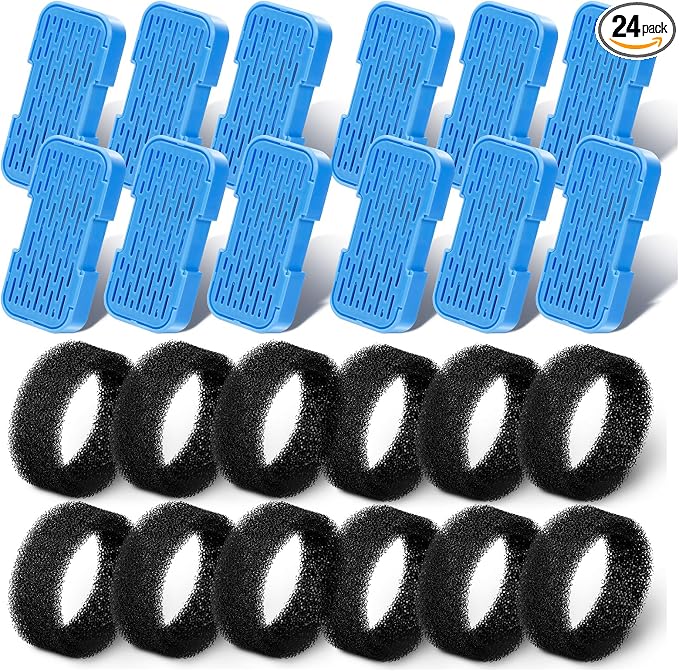 AONBOY Cat Water Fountain Filters, 12 Filters + 12 Cat Fountain Sponge, Suitable for AONBOY Pet Fountain S3-SC, Multiple Filtration, Isolates Floating Hairs and gets rid of Odors by AONBOYPETLIFE