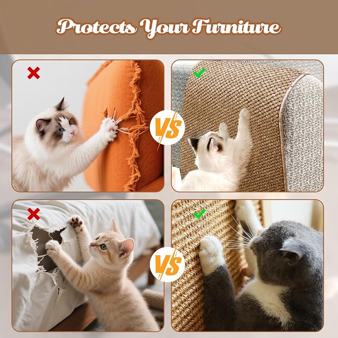 80"x15.7" Cat Wall Scratching Mat, Extra Large Cat Climbing Carpet with 20 Fixed Nails Wall Scratcher Furniture Protector for Couch, Sofa, Home (Brown) - Image 6