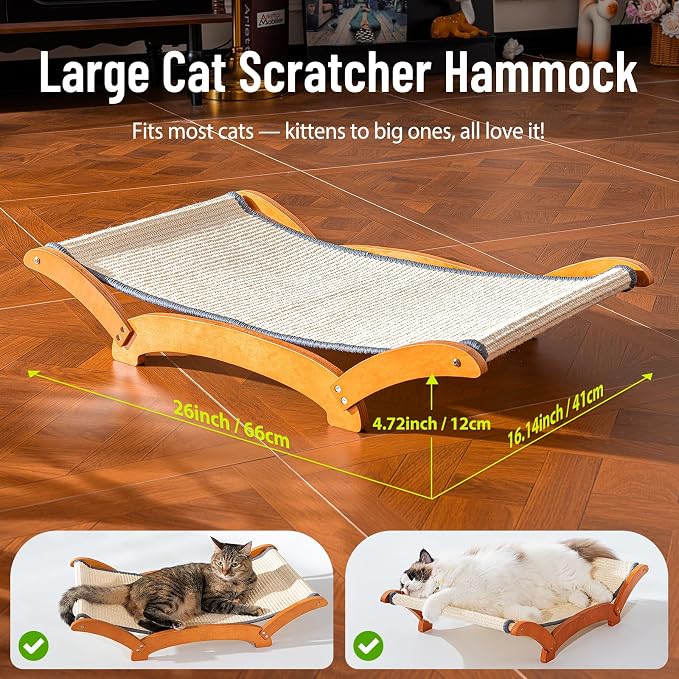 Sisal Cat Scratcher Bed for Indoor Large Cats Lounger & Sleep | Cat Supplies Pet Supplies Whole Wash Stable & Breathable Easy Assembly Indoors Outdoors, 16.9 in x 16.9 in x 9.5 in - Image 3