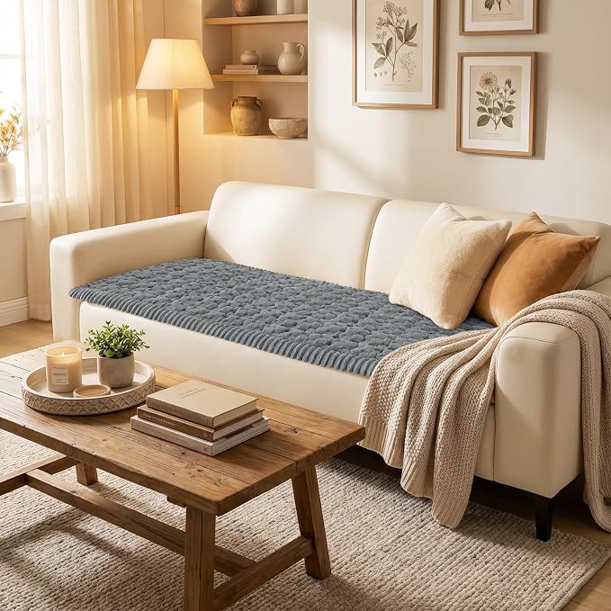 Smiry Non Slip Couch Covers for Dogs, Scratch Resistant Pet Sofa Protector | Machine Washable Soft Fuzzy Thick Furniture Cover for Sofa Loveseat Sectional Large Dogs, Grey, 27.6" x 59" - Image 2