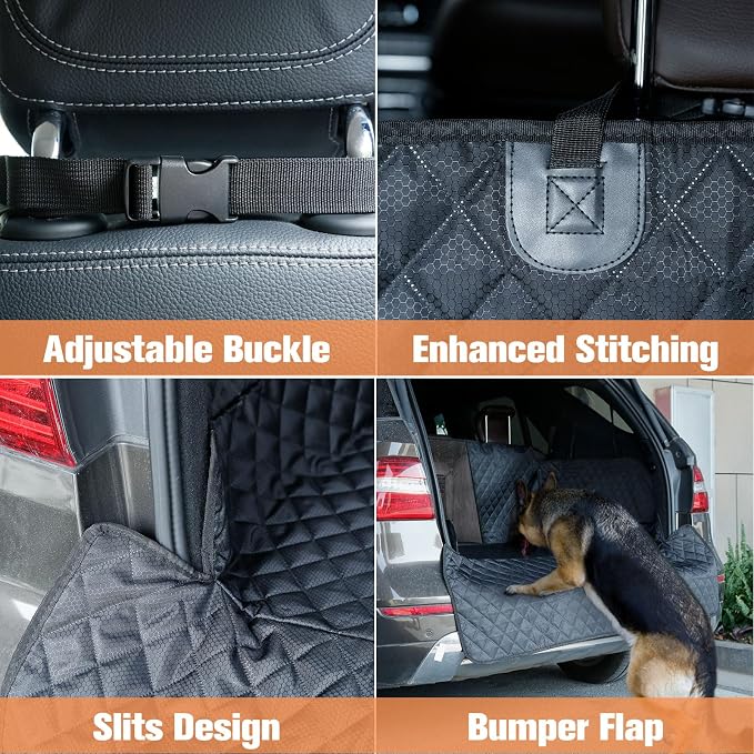 PETICON SUV Cargo Liner for Dogs, Trunk Cover with Mesh Window for Pet View | Waterproof Cargo Cover with Bumper/Side Flaps, Dog Seat Cover with Non-Slip Mat, Prevents Scratches, Pet Hair, Mud, and Dirt - Image 4