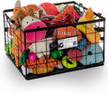 Dog Toy Basket, Dog Toy Storage Bin for Pet, Medium Toy Box for Dogs, Metal Storage Box with Handles, Toy Organizer Holder Boxes for Living Room (Black) by Unknown