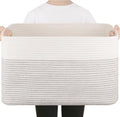 75L Large Cotton Rope Basket, Soft Toy Storage Bin for Nursery & Living Room, Decorative Blanket Basket for Bedroom, Baby-Safe Organizer for Pillows &Laundry, 22''×17''×12'', Black & White by SIXDOVE