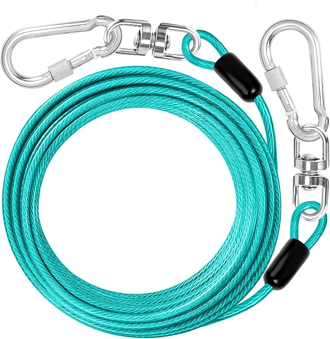 jenico Dog Tie Out Cable: 20 ft Dog Leads for Yard Heavy Duty | Dog Chain Leash for Small Large Dogs Up to 500 lbs - Outdoor Dog Runner Tether for Yard Camping Backyard by jenico