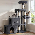 Hey-brother Cat Tree Tower with Steped Climbing Condos, Platforms, MPJ061G | 51.2 Inches Scratching Posts with 2 Spacious Condos, Self-Grooming Brush, Cozy Basket, Balls for Indoor Cats, Smoky Gray by Hey-brother