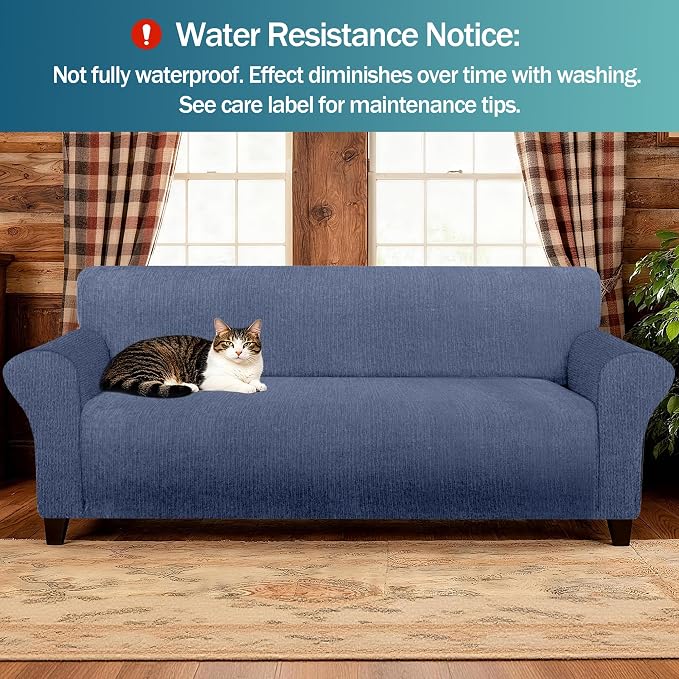 Waterproof Couch Cover, Stretch Non-Slip Oversized Sofa Slipcover with Elastic Bottom Stay-in-Place - Leakproof Furniture Protector for Kids & Pets - Washable (Oversized Sofa, Blue Gray) - Image 2