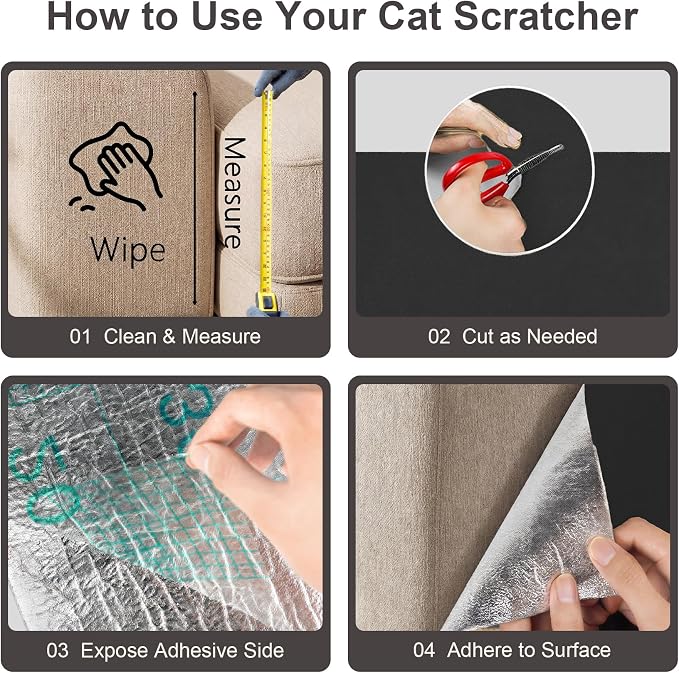 Small Cat Scratcher, 23.6x11.8 Cat Scratch Furniture Protector | Trimmable, No-Shedding Cat Scratch Pad with Self-Adhesive Backing for Climbing, Protects Walls and Couch, Black - Image 5