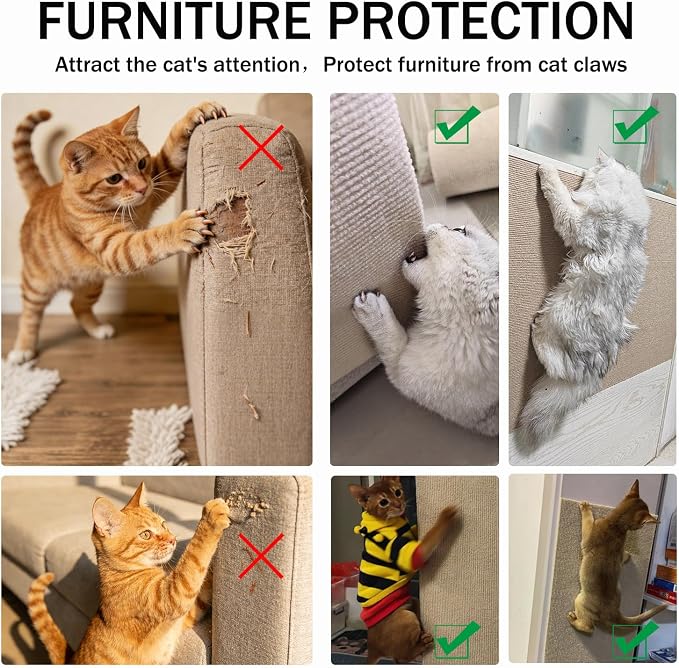 78.8"x15.8" Beige Cat Scratch Mat for Furniture DIY Climb Cat Scratcher Mat for Covering Cat Tower,Cat Scratching Post(2M,Beige) - Image 6