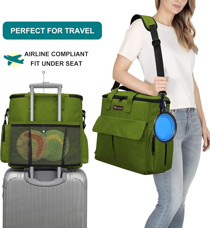 Modoker Weekend Dog Travel Bag Set with 2 Food Bags, 2 Bowls and Mat,Green | Dog Travel Accessories Organizer for Camping and Road Trips with Roomy Storage, Multiple Pockets and Water-Resistant Oxford - Image 5