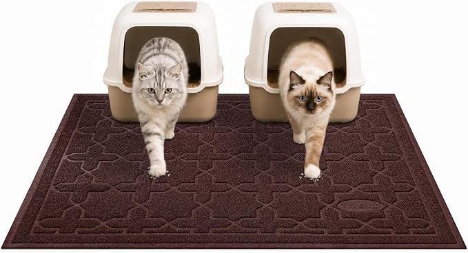 Yimobra Cat Litter Mat, Easy Clean Trapping PVC Mat, 47" x 36", Waterproof Backing, Non Slip Bottom, Scatter Control Pad for Litter Box, Dark Coffee by Yimobra