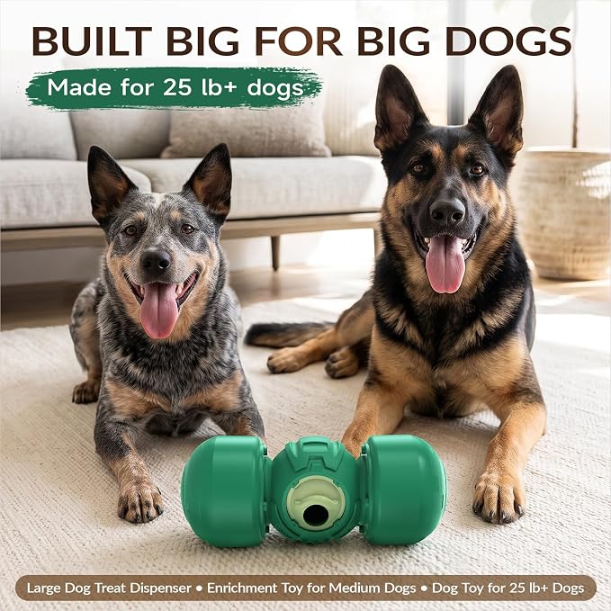 KADTC XL Dog Treat Dispenser Toy, Wobble Giggle Bone for Medium/Large Dogs | Roll-to-feed puzzle feeder: adjustable slow-feeder flow, mental exercise, energy burn, boredom relief, helps lower bloat risk - Image 5