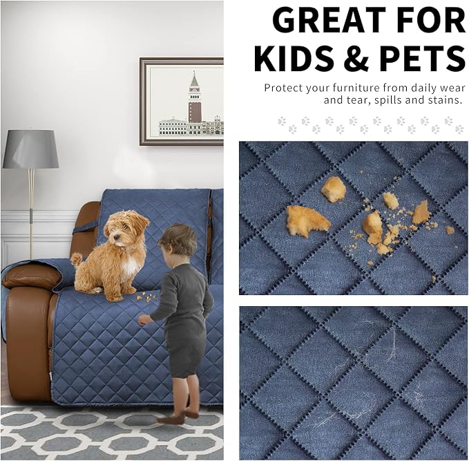 Easy-Going Reversible Couch Cover for 3 Seat Recliner, Dark Blue/Light Blue | Washable Sofa Slipcover For Dogs, Sofa Cover For Recliner, Furniture Protector Mat, Pet Friendly - Image 3