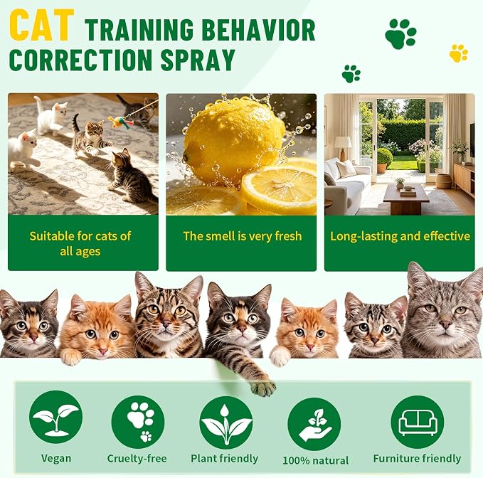 Cat Deterrent & Repellent Spray Anti-Scratch Training Aid, 8OZ 2 Pack | Furniture Protector for Sofa, Bed, Kitchen, Courtyard, Indoor & Outdoor Use, Pee Stopper, Non-Toxic & Safe - Image 5