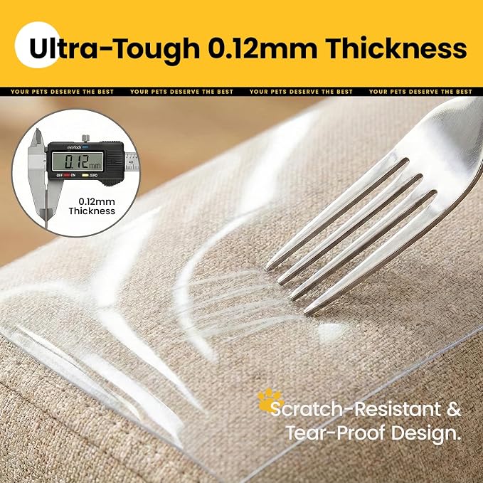Conlun Cat Scratch Furniture Protector 16-Pack 14in Clear Adhesive Sheets | Flexible Adhesive | ecures fabric sofas | residue free | easy peel guide | flawless fit scraper | Cat Deterrent Pad - Image 9