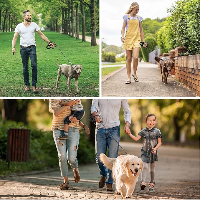 jenico Long Dog Leash 50FT: Heavy Duty Rope Leashes for Dogs Training with Swivel Lockable Hook Reflective Threads Bungee and Padded Handle - Dog Lead for Large Small Medium Dogs Outside Walking - Image 7