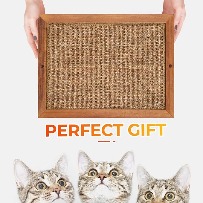 Cat Scratching Post, Natural Wooden Sisal Cat Scratch Pad, Floor or Wall Mounted Vertical Cat Scratcher Mat for Indoor Cats Adults or Kittens, Scratching Board Cat Wall Furniture Protector - Image 8