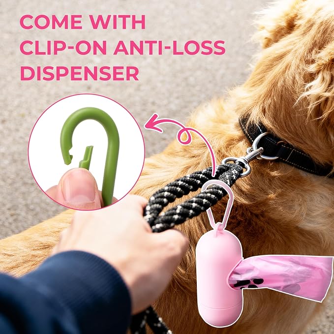 Dyforce 600 Count Dog Poop Bags Rolls with Dispenser Pink | Scented Leak Proof Pet Waste Poop Bags for Dogs 13x9", Extra Thick and Large Doggy Cat Litter Bags for Poops with Holder - Image 6