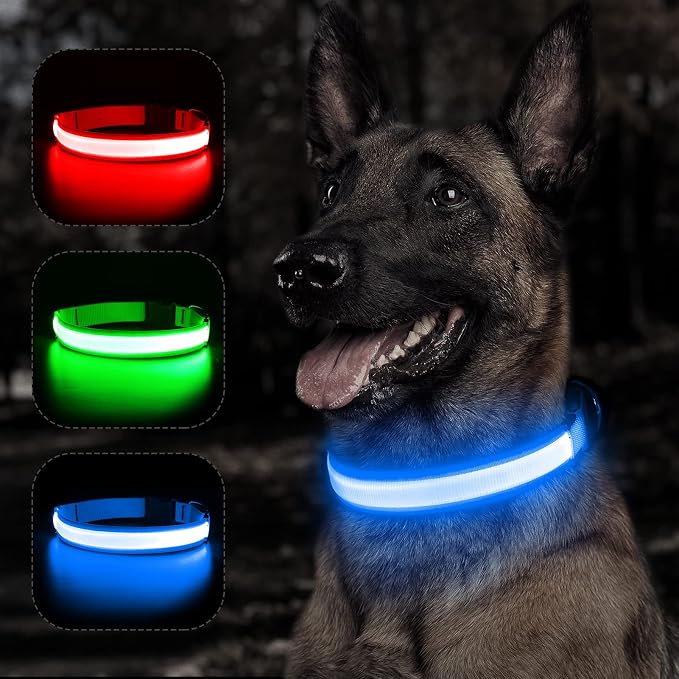 BSEEN Light Up Dog Collars - Reflective LED Dog Collar, Rechargeable Dog Glow Collar, Waterproof Glowing Dog Collar Lights for Night Walking (Royal Blue, Large) - Image 8