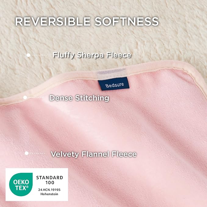 Bedsure Waterproof Blanket for Bed Soft Sherpa Fleece Throw,Queen 90x86 | Plush Cozy Calming Reversible Dog Blankets for Large Senior Dogs,Warm Bed Couch Cover,Pet Furniture Protector,Pink - Image 3