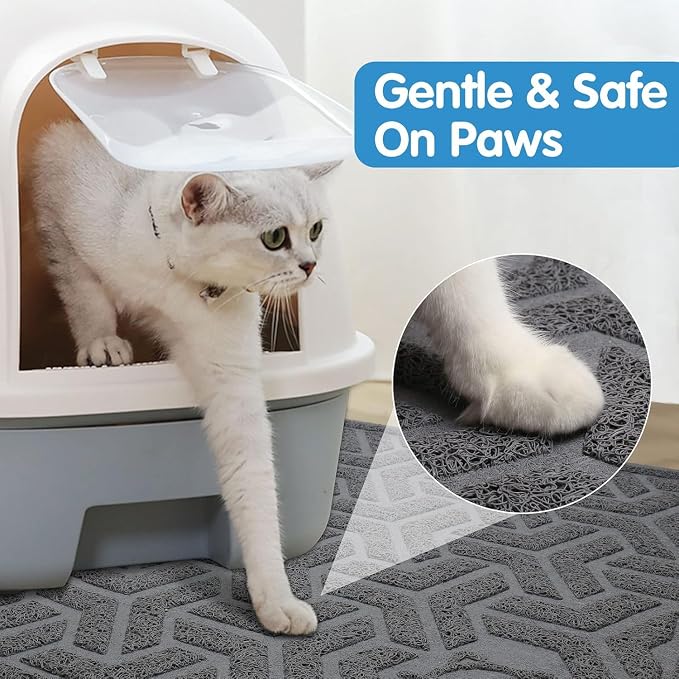 UPSKY Waterproof Cat Litter Mat Large 35" x 47" Soft on Kitty Paws, Gray | Litter Box Mat, Cat Litter Mat Litter Trapping Mat, Waterproof Scatter Control, For Indoor Cats, Easy to Clean - Image 3