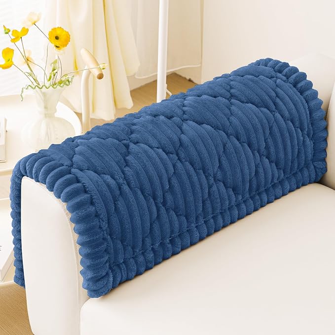Smiry Couch Cover for Dogs Washable, Non Slip Fuzzy Pet Sofa Protector | Soft Thick Furniture Cover for Sofa, Loveseat and Sectional, Scratch & Pet Hair Resistant (Navy, 27.6" x 27.6") by Smiry