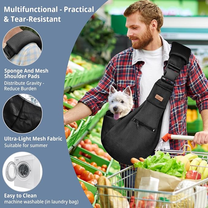 CUBY Dog and Cat Sling Carrier - Hands Free Reversible Pet Papoose Bag - Soft Pouch and Tote Design - Suitable for Puppy, Small Dogs Cats Outdoor - Image 8