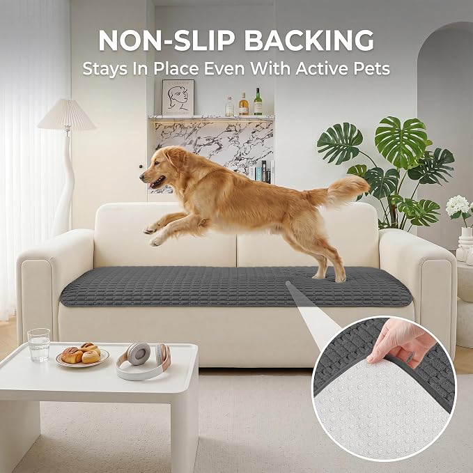 Foxdecor Couch Cover for Dogs Sofa Covers Non Slip Couch Pad Pet Friendly | Pet Couch Covers Washable Sofa Protector, Furniture Cover Couch Seat Protector for Living Room, Dark Grey 58x82 Inch - Image 4