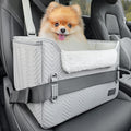 PETSFIT Dog Booster Car Seat, Waterproof PU Leather Dog Car Seats for Small Dogs with Patent Safe Buckles, Clip-On Leash, Pet Car Seat for Small Pets Up to 25lbs (Cool Grey) by Petsfit