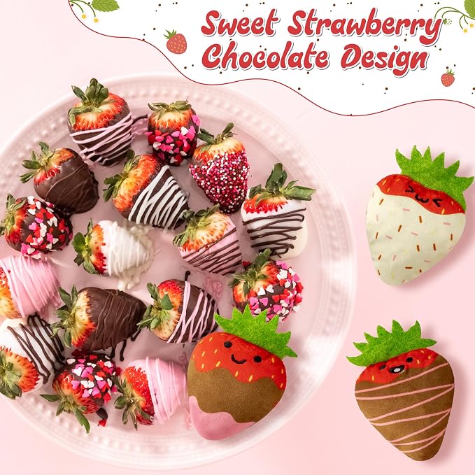 MALLMALL6 Catnip Toys for Cat - 5Pcs Strawberry Chocolate Crinkle Paper Sound Catmint Toy for Indoor Kitten, Teething Chew Kick Interactive Kitty Supplies, Pet Present for Kitten Lover - Image 7