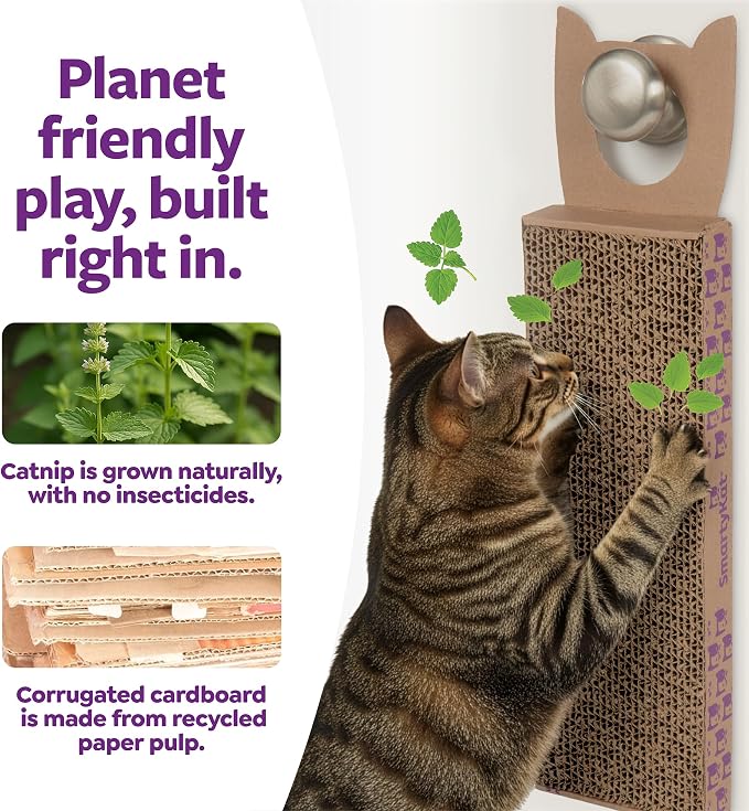SmartyKat Scratch Up Corrugated Hanging Cat Scratcher, Catnip Infusion Technology - Brown, Single Wide - Image 5