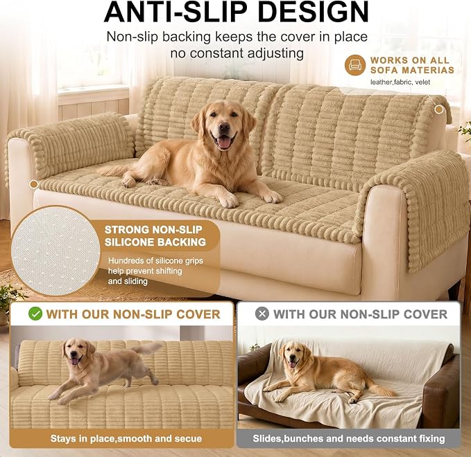 Smiry Couch Cover for Dogs, Non Slip Washable Sofa Protector for Pets | Soft Furniture Cover for Leather & Fabric Couches, Cozy Protect Against Fur, Dirt & Messes, Pet Friendly, 35.4"x35.4" - Image 10