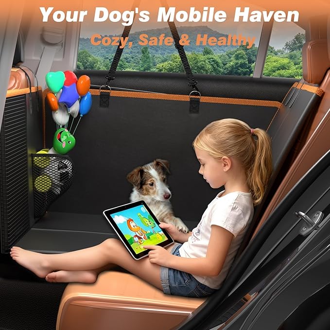 Gusil Back Seat Extender for Dogs: Mobile Cozy Pet Den! Skin-Safe Padding, Heavy-Duty PU Leather with Hard Bottom, 450lb Capacity-Waterproof, Non-Slip, 45% More Space (Fits Cars, SUVs & Small Trucks) - Image 4