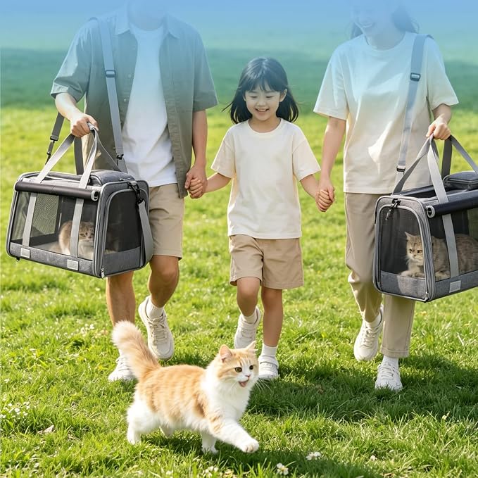 Pet Carrier for Medium-Small Cats, Collapsible Cat Carrier and Soft-Sided Pet Carrier for Cats and Small Dog Up to 17lbs, Stress-Free Travel with Privacy Cover, Travel Bag L18.9”X11.42”X11.42” - Image 8