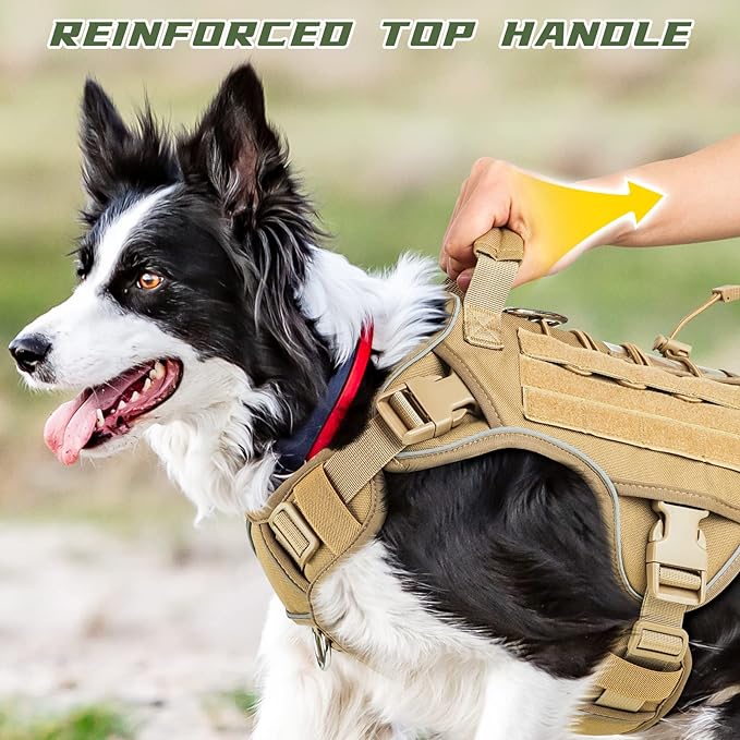 WINGOIN Tactical Dog Harness for Small Dogs,Heavy Duty No Pull Dog Harness | with Handle,Adjustable Reflective,Military K9 Style,Big Size Dog Vest,for German Shepherd,for Walking Training Hunting - Image 3