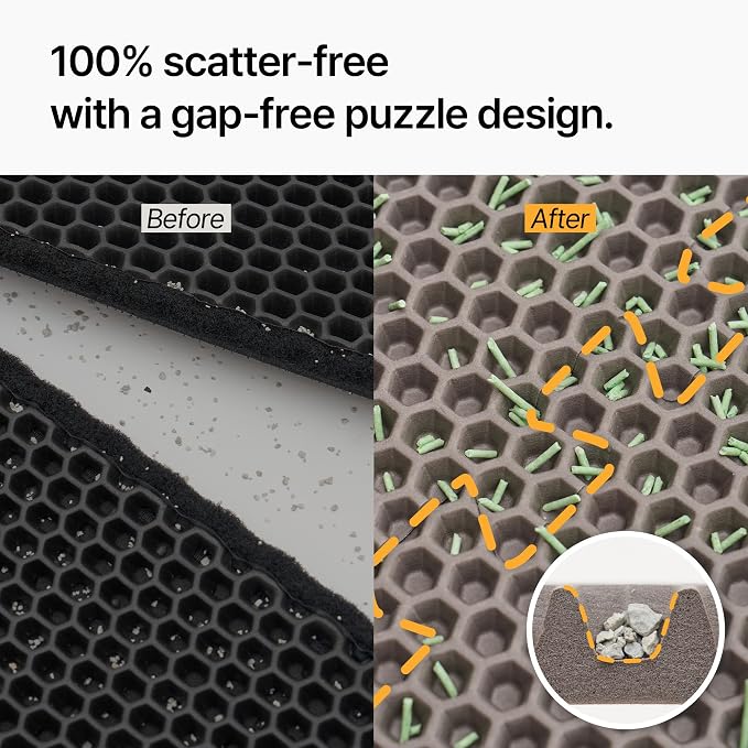 Mewtopia No-Gap Puzzle Cat Litter Box Mat – Seamless, Limitless Expandable, Extra Large(41.3"x21.6") Litter Trapping mat, Urine & Waterproof, Detachable, Easy to Rinse, Vacuum. - Image 4