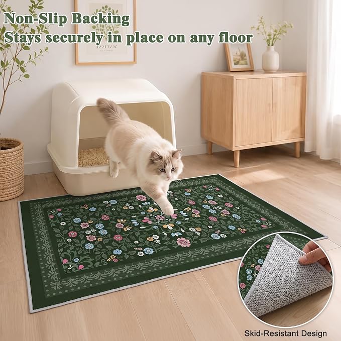 Bienbee Cat Litter Mat, 2 Pack 28" x 20" Machine Washable for Litter Boxes | Cat Litter Rug with Waterproof Backing, Non-Slip Grip and Soft On Kitty Paws to Catch Litter and Protect Floor - Image 3