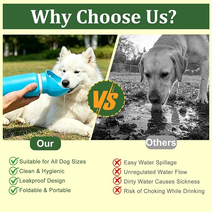 2 in 1 Foldable Dog Water Bottle, Leakproof Portable Pet Dispenser, Blue | Portable Water Dispenser for Cat, Rabbit, Puppy and Small Animals, for Pets Outdoor Walking, Hiking, Travel, BPA Free - Image 7
