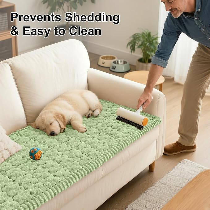Smiry Non Slip Couch Covers for Dogs, Scratch Resistant Pet Sofa Protector | Machine Washable Soft Fuzzy Thick Furniture Cover for Sofa Loveseat Sectional Large Dogs, Sage Green, 27.6" x 47" - Image 6
