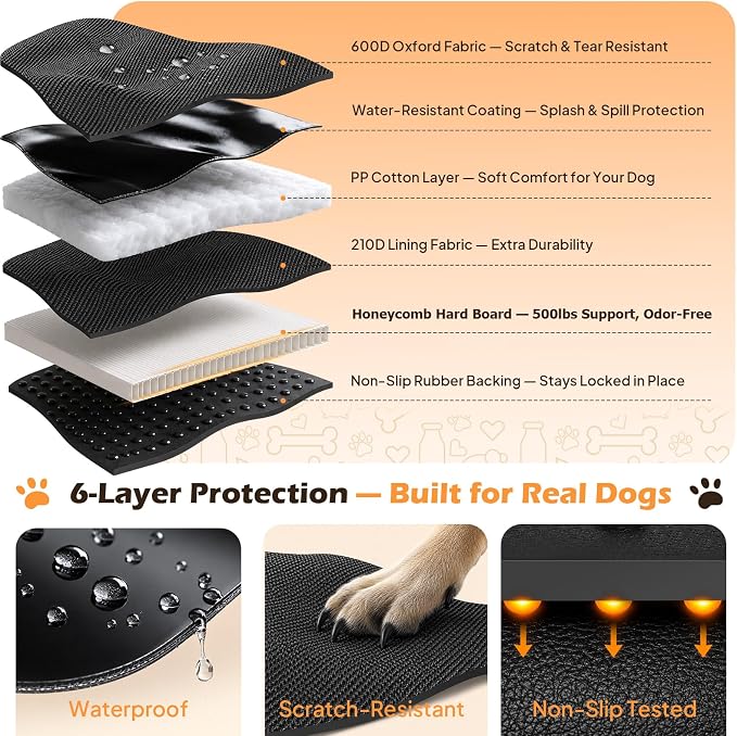 Waterproof Hard Bottom Back Seat Extender for Dogs XL, Truck SUV Cover | Waterproof, Honeycomb Board, No-Sag Support, Non-slip Dog Hammock for Truck Full-size SUV, Include Dog Seat Belt, Mesh Window - Image 5