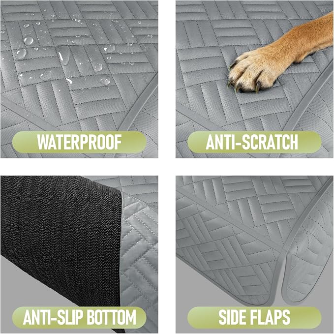 Dog Car Seat Cover for Back Seat, Waterproof 600D Oxford Protector | Non Slip Scratch Resistant Bench Cover, Easy to Clean, Fits Full-Size Trucks/SUVs, 60 Inch -Grey, for Travel and Daily Use - Image 5