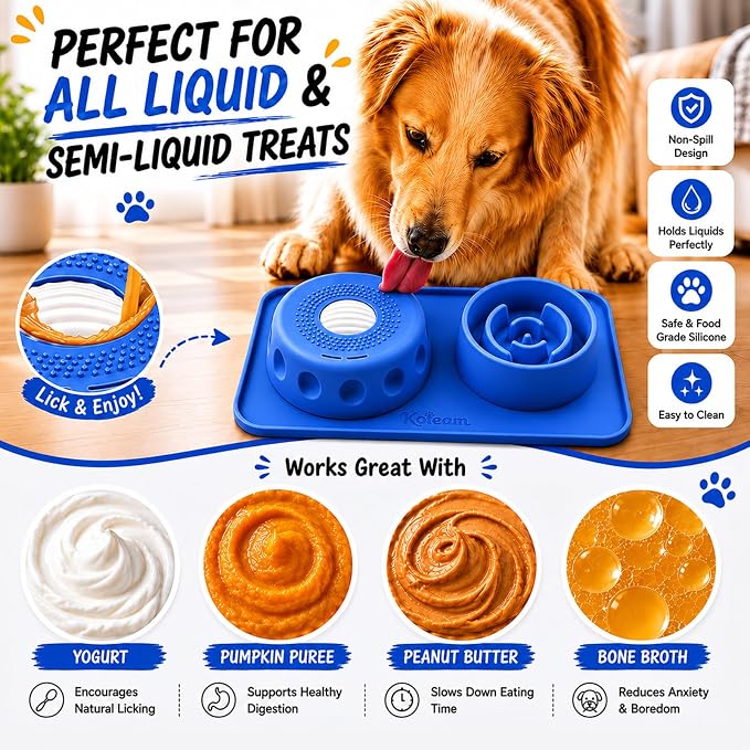 2 in 1 Silicone Slow Feeder Dog Bowl & Lick Bowl,Pet Feeding Bowl | Food Grade Silicone for Slow Eating, Anxiety Relief & Mental Stimulation, Non-Slip Dog and Cat Bowl - Image 5