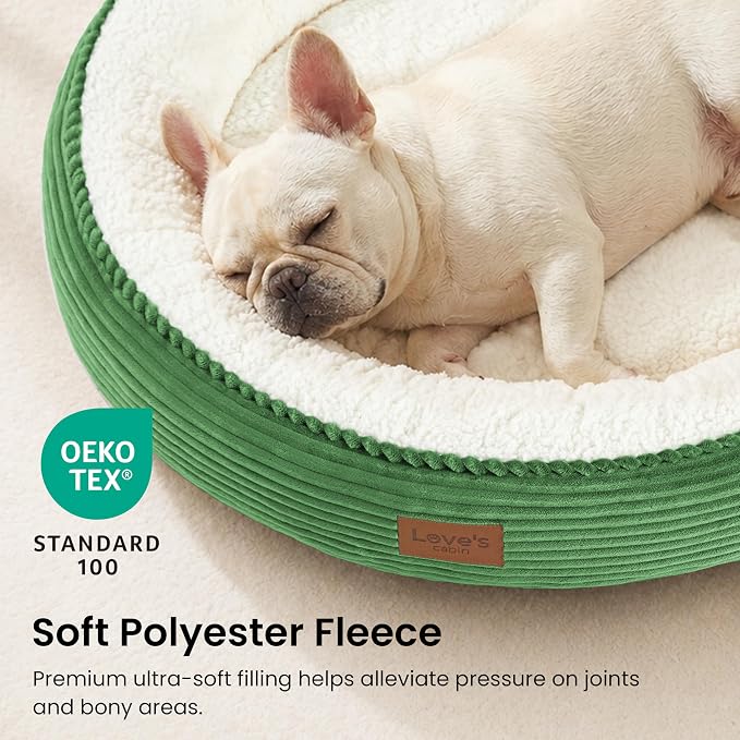 Love's cabin Round Donut Cat and Dog Cushion Bed, 30in Pet Bed for Medium or Large Dogs, Anti-Slip & Water-Resistant Bottom, Soft Durable Fabric Pet Beds, Washable Calming Cat Bed, Light Green - Image 7