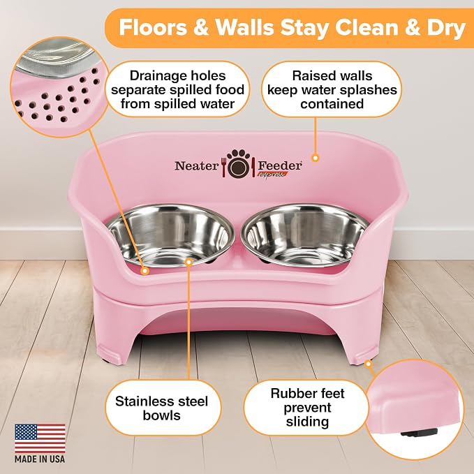 Neater Feeder Express Mess Proof Dog Bowls Elevated for Medium to Large Sized Breed, No Spill Raised Dog Food Bowl Stand, Stainless Steel Food and Water Bowl Set, Pet Dish Feeding Station, Pink - Image 4