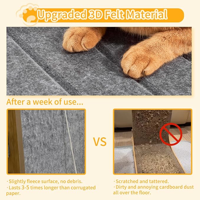 Felt Cat Scratcher for Indoor Cats,26.8 Inch,Grey | L Shaped Scratching Post, Scratch Board Scratchers for Large Cat Scratch Pad Furniture Protector with Ball Kitten Toys - Image 2