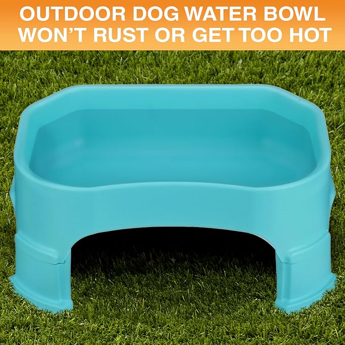 Neater Pet Brands Extra Large Water Bowl for Dogs, Elevated Outdoor Dog Water Bowl (1.25 Gallon XL Capacity), Big Trough Style Food Dish for Indoors or Outside, No Spill Large Dog Bowls, Aquamarine - Image 3
