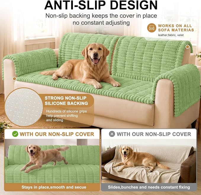 Smiry Couch Cover for Dogs, Non Slip Washable Sofa Protector for Pets | Soft Furniture Cover for Leather & Fabric Couches, Cozy Protect Against Fur, Dirt & Messes, Pet Friendly, 35.4"x63" - Image 10