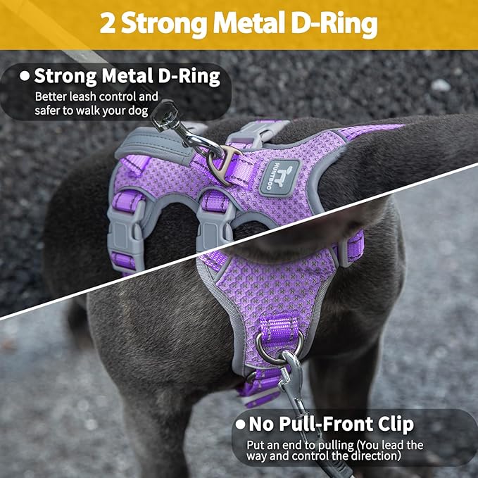 Escape Proof Dog Harness,Secure Dog Harness No Escape,Fully Reflective Harness with Handle,Breathable,Durable,Adjustable Vest for Small Dogs Walking,Training & Running Gear(Lavender Purple,XS) - Image 4