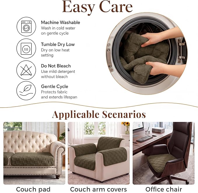 Foxdecor Couch Arm Covers for Sofa Arm Chair Covers Set of 2 | Sofa Arm Covers Cat Scratch Resistant Couch Protectors, Washable Armrest Cover Furniture Arm Covers, Coffee 30x30 in - Image 7
