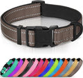 Joytale Reflective Dog Collar, Adjustable Neoprene Padded, Brown XL | Breathable Nylon for Large Breeds, No Chafing on Hikes and Outdoor Use, Tear-Resistant Webbing, Metal D-Ring, Night Safety by Joytale